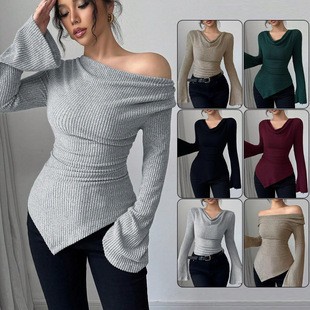 Off Shoulder Blouse - Blouse pour femme à manches longues,