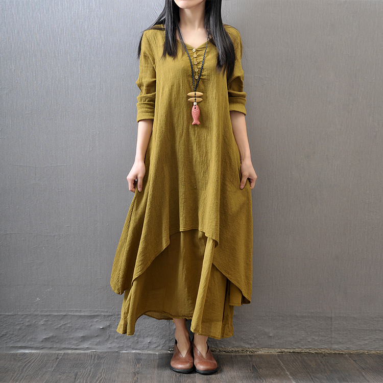 Summer Clothing India - Robe Maxi à Manches sulfpour Femme,