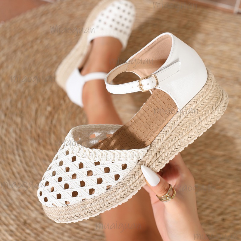 Espadrille Sandal Women - Sandales compensées bohèmes pour femmes, tissées