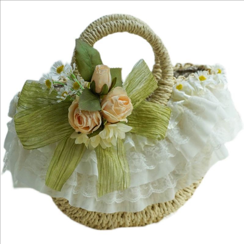 Beach Bag Straw - Sac tissé en paille de dentelle