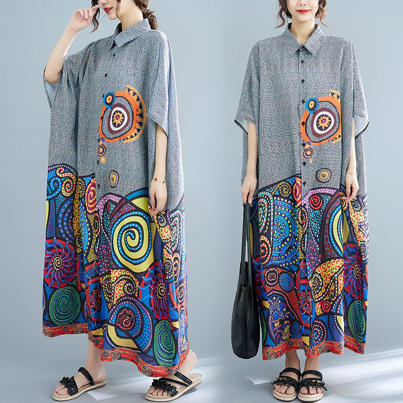 Summer Clothing India - Robe chemise style bohème pour femmes,