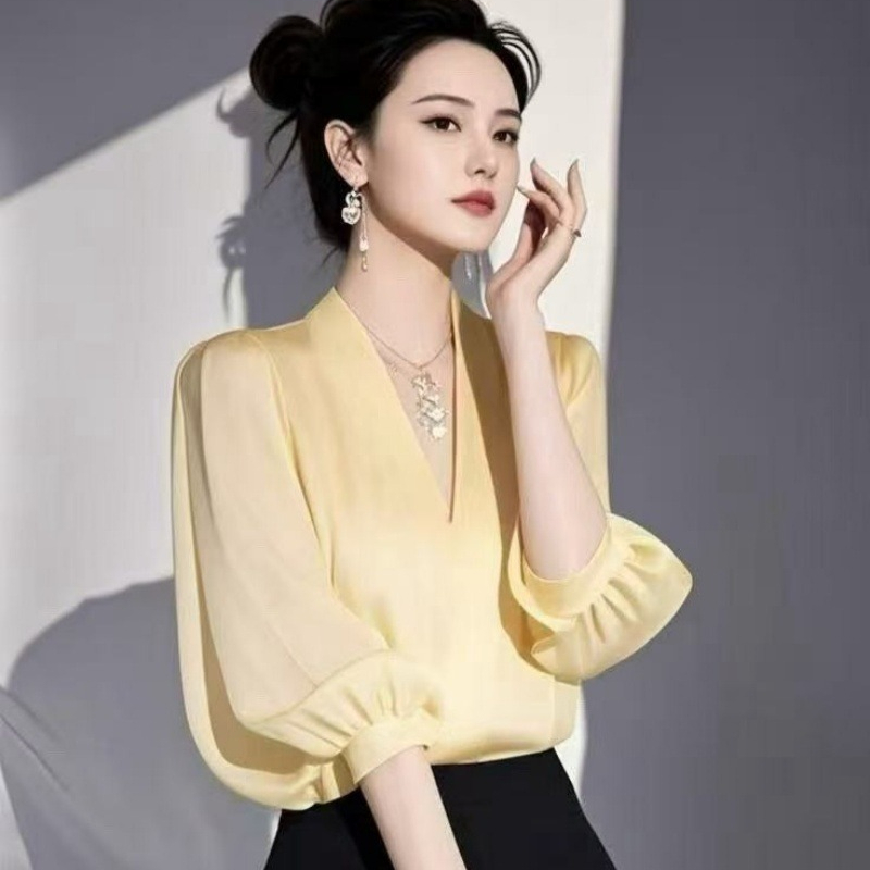 Yellow Summer Clothing - Chemisiers Vintage en mousseline de soie