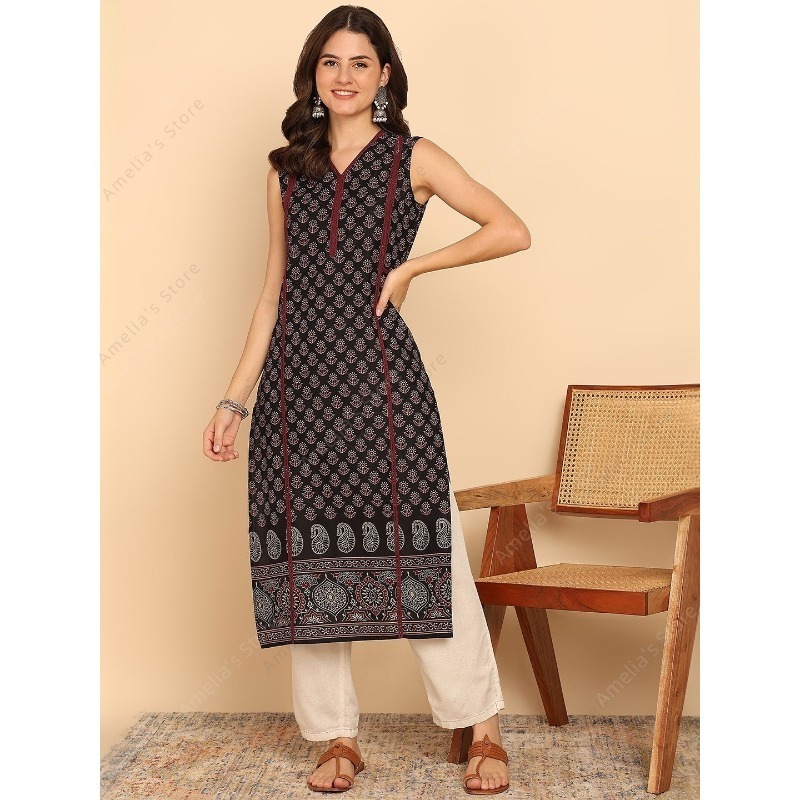 Summer Clothing India - Style ethnique indien femmes noir vert