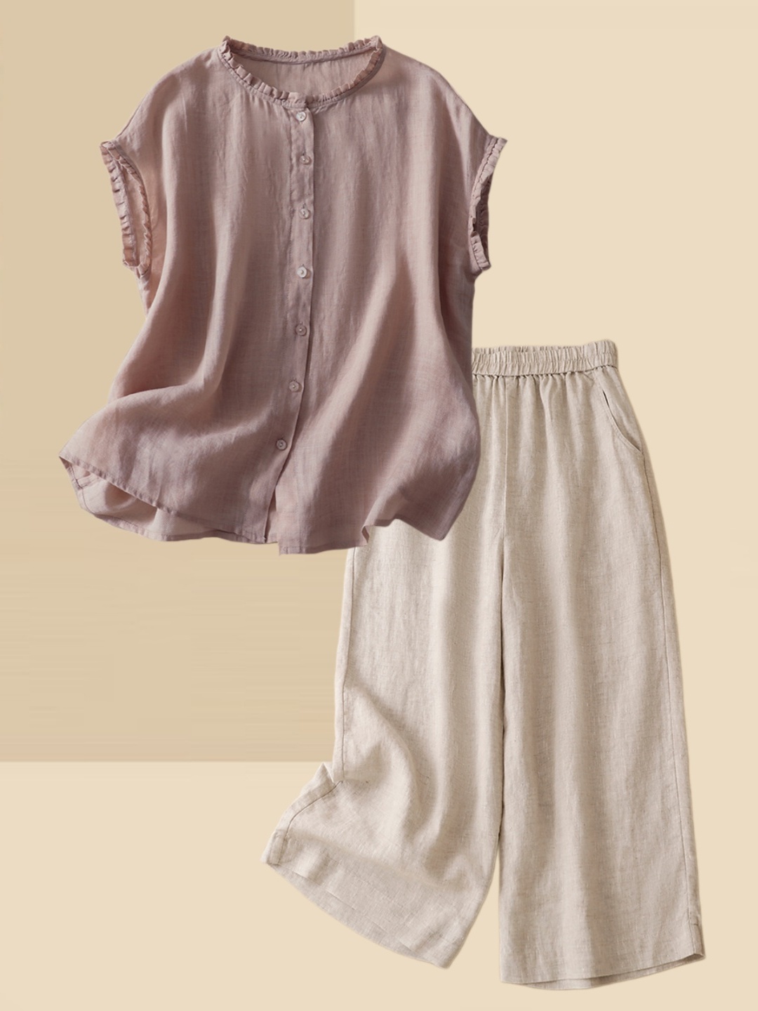 Summer Clothing Over 60 - Ensemble deux pièces pour femmes, chemise