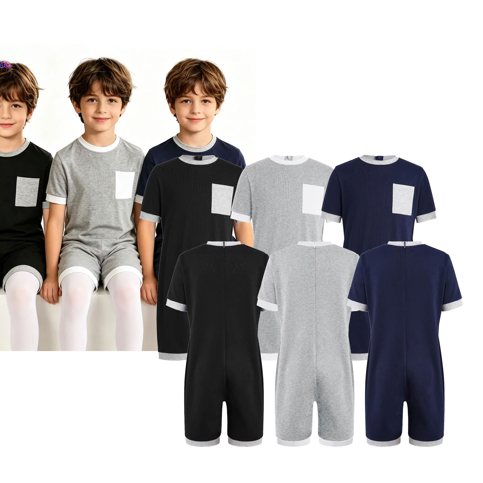 Summer Clothing Boys - Lot de 3 Combinaisons Adaptables Unisexe