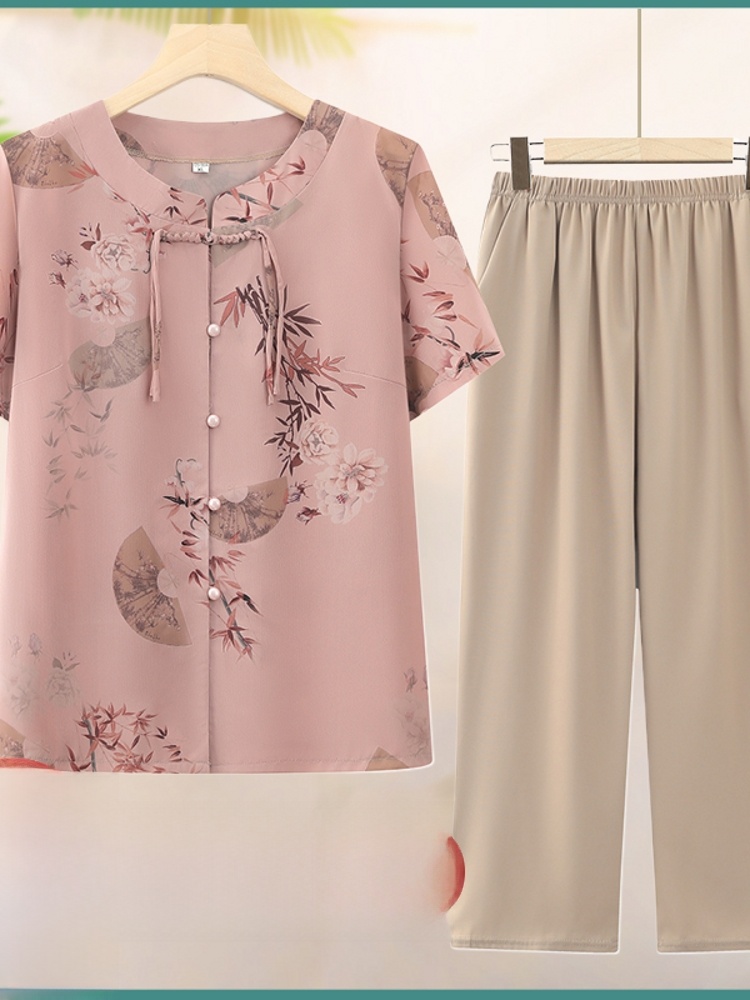 Summer Clothing Over 60 - Ensemble deux pièces tendance à manches