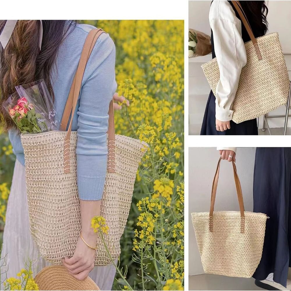 Sac fourre-tout carré en paill - Beach Bag Straw avis et prix