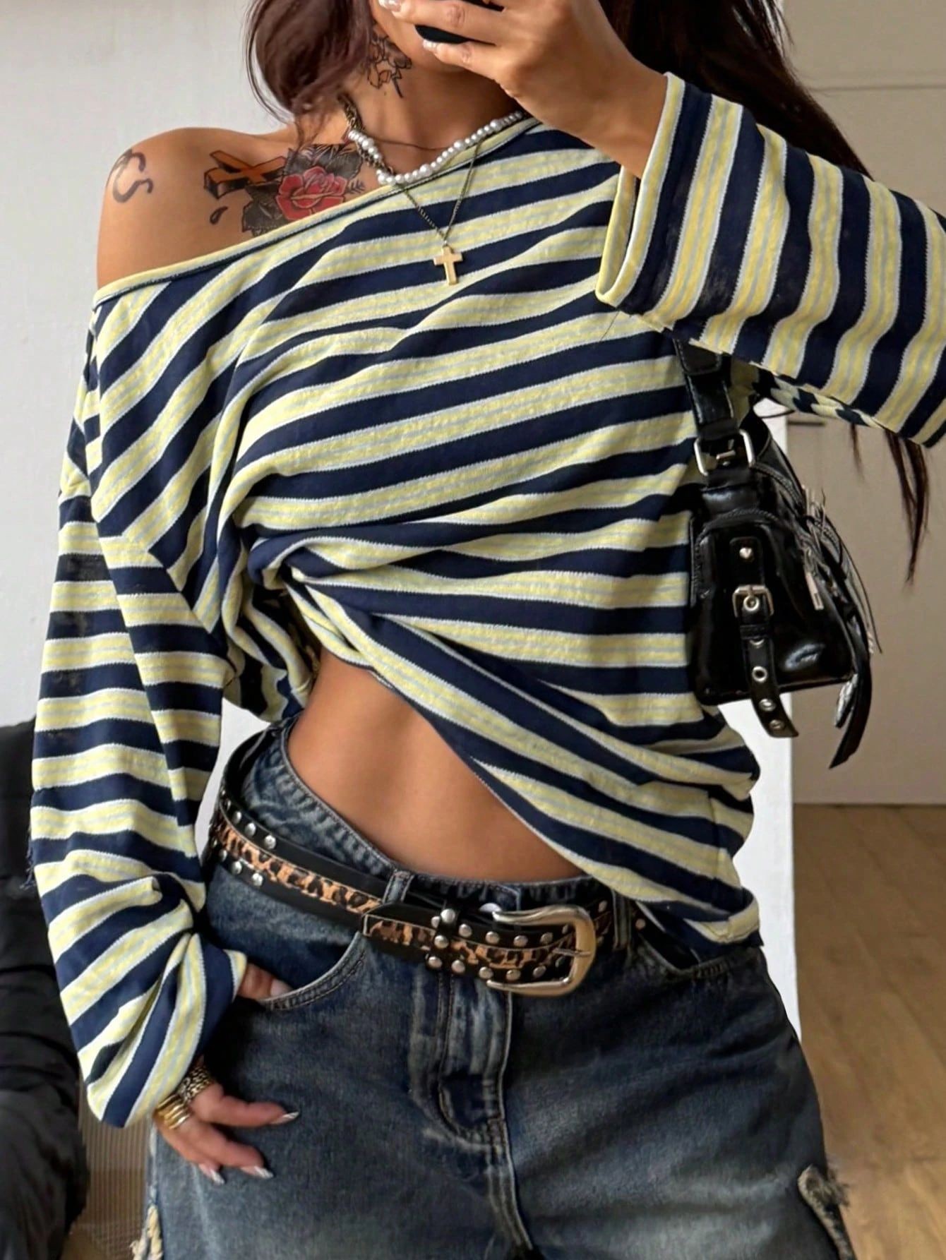 T-shirt ample en coton tricoté - Off Shoulder Blouse avis et prix