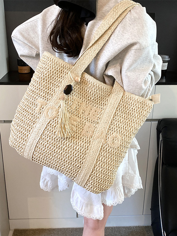 Sac fourre-tout en paille tres - Beach Bag Straw avis et prix