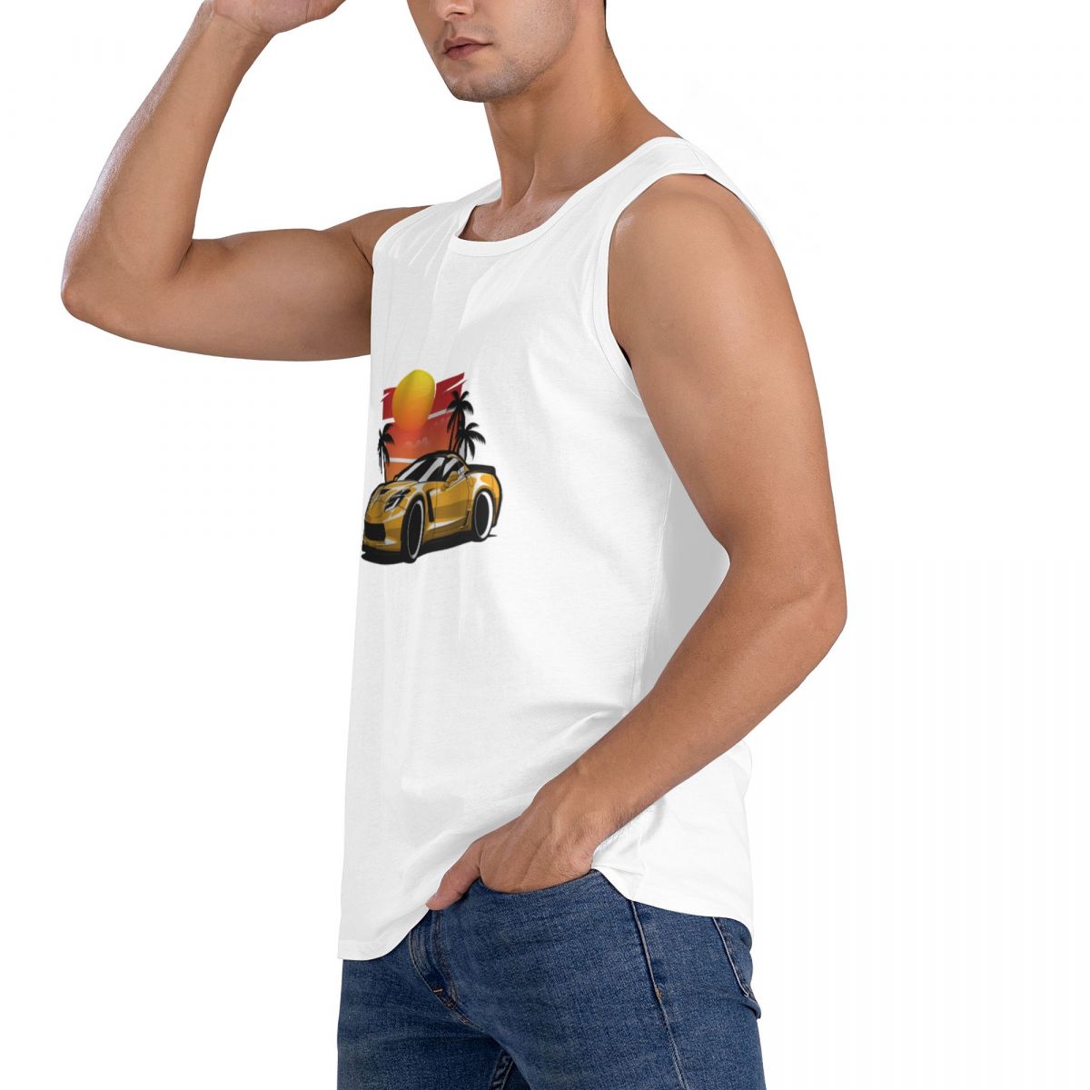 T-shirt sans manches 100% coto - Yellow Summer Clothing avis et prix