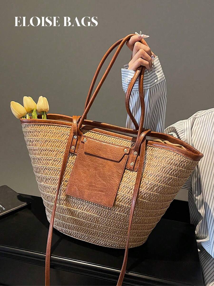 Sac fourre-tout tissé de grand - Beach Bag Straw avis et prix