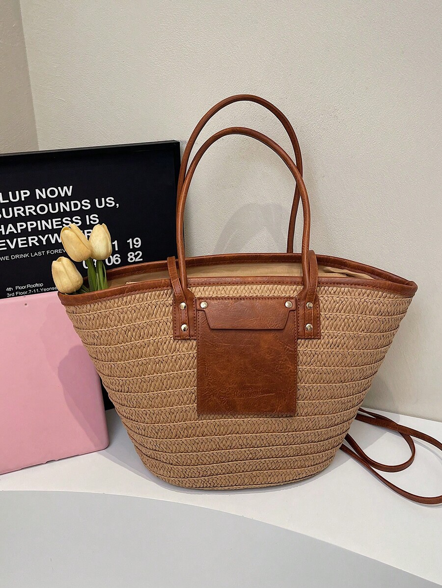 Sac fourre-tout tissé de grand - Beach Bag Straw avis et prix