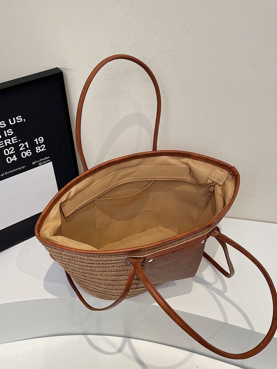 Sac fourre-tout tissé de grand - Beach Bag Straw avis et prix