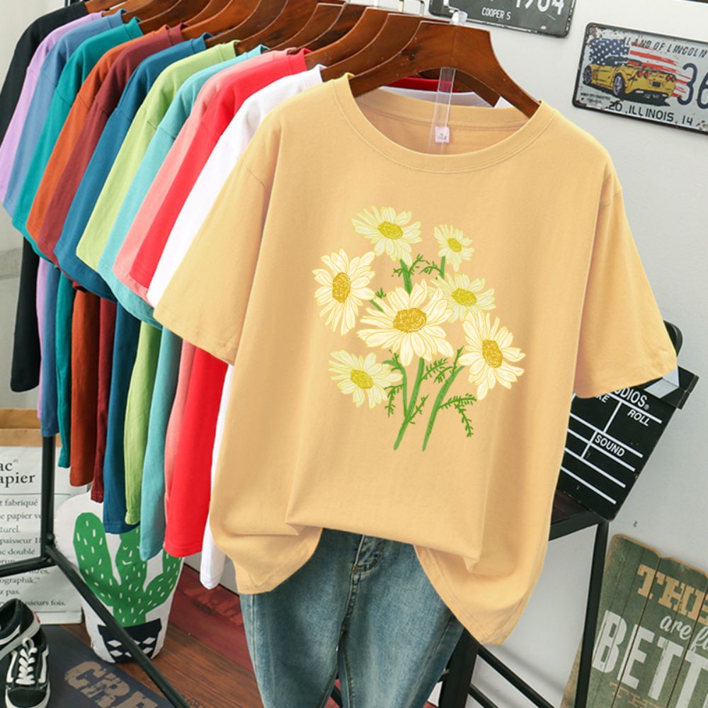 T-shirt en coton à imprimé flo - Yellow Summer Clothing avis et prix