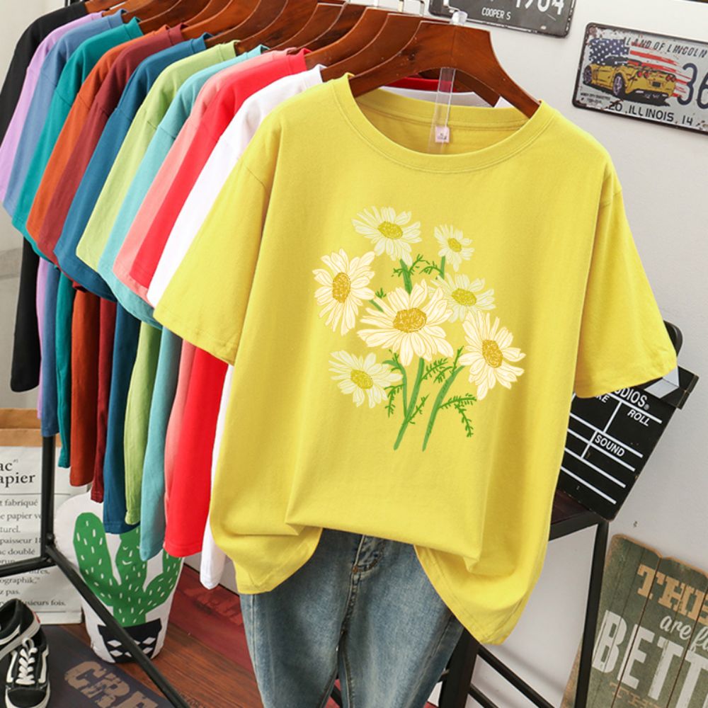 T-shirt en coton à imprimé flo - Yellow Summer Clothing avis et prix