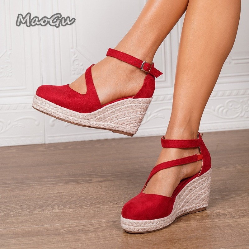 Sandales compensées en daim à  - Espadrille Sandal Women avis et prix