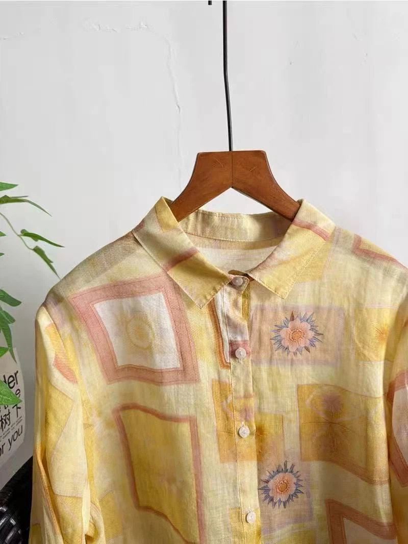 Chemisier 100% Ramie Jaune à M - Yellow Summer Clothing avis et prix