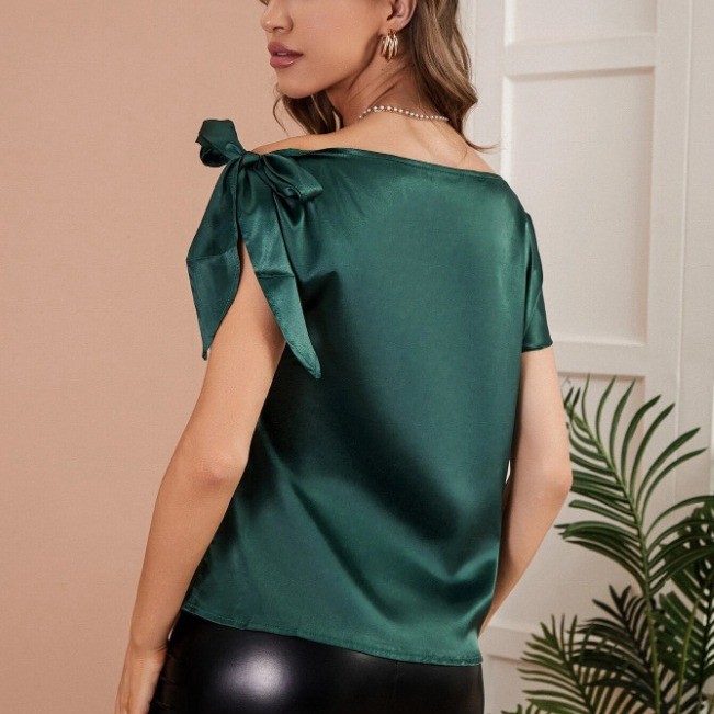 Blouse en satin sans manches à - Off Shoulder Blouse avis et prix